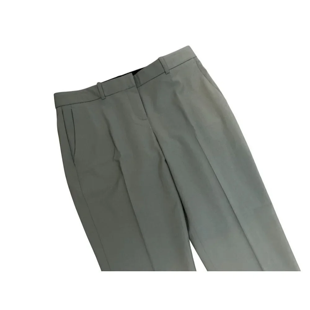 Theory 96% Wool Straight-Leg Trousers With Pleated Front & Side Pockets Size 8